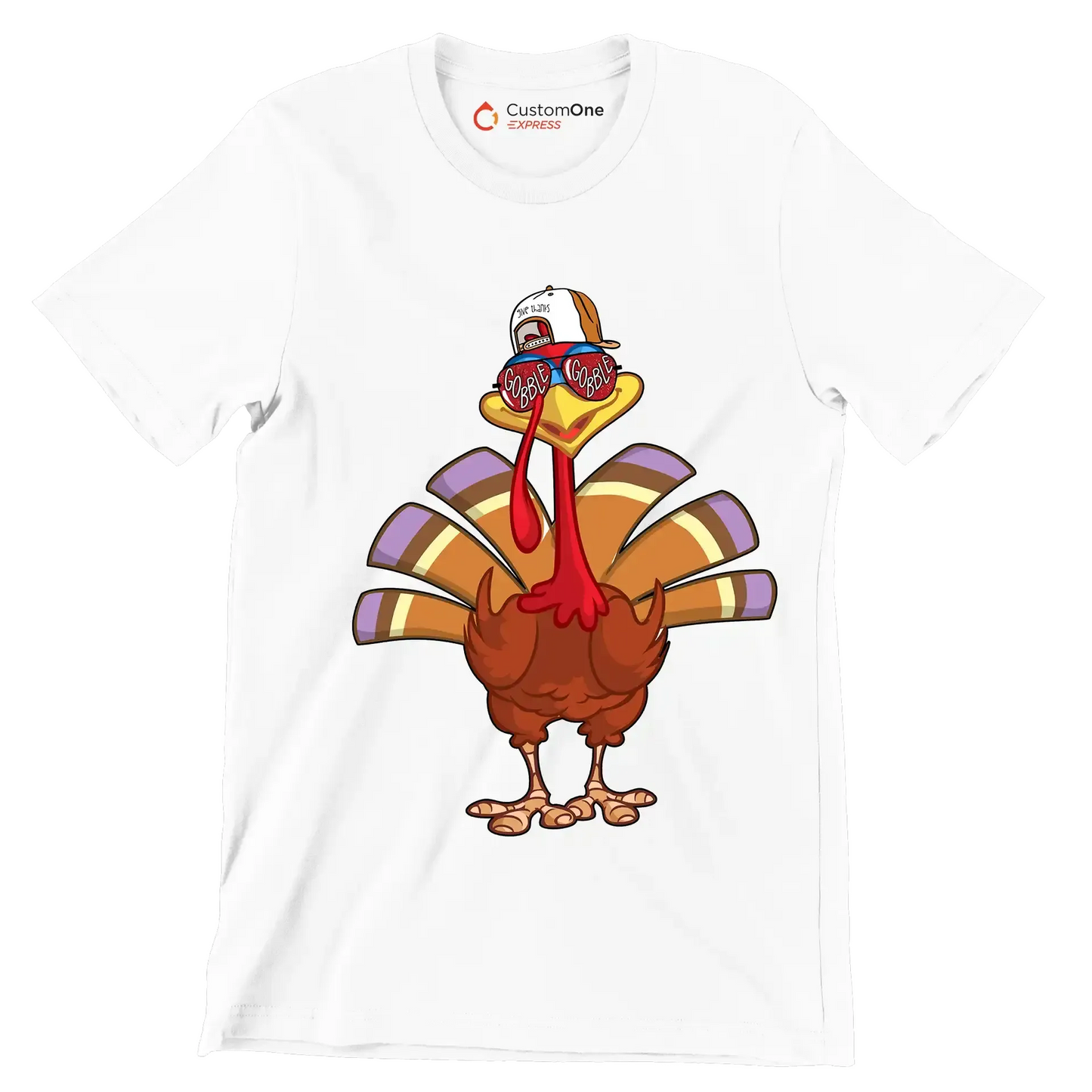 Give thanks, Gobble - Thanksgiving Themed T-Shirt-White-S-Custom One Express