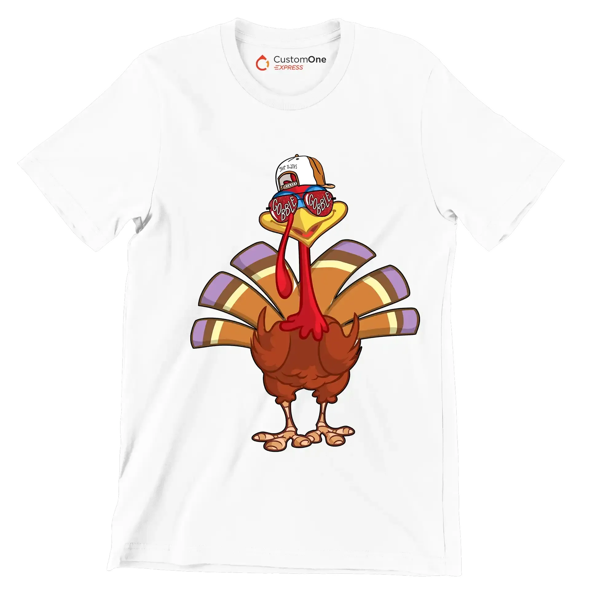Give thanks, Gobble - Thanksgiving Themed T-Shirt-White-S-Custom One Express