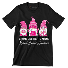 Gnome one fights alone breast cancer awareness - Breast Cancer Awareness T-Shirt-Black-S-Custom One Express