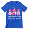 Gnome one fights alone breast cancer awareness - Breast Cancer Awareness T-Shirt-Blue-S-Custom One Express