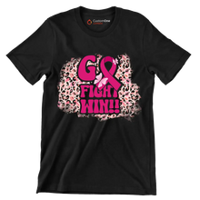 Go Fight Win!! - Breast Cancer Awareness T-Shirt-Black-S-Custom One Express