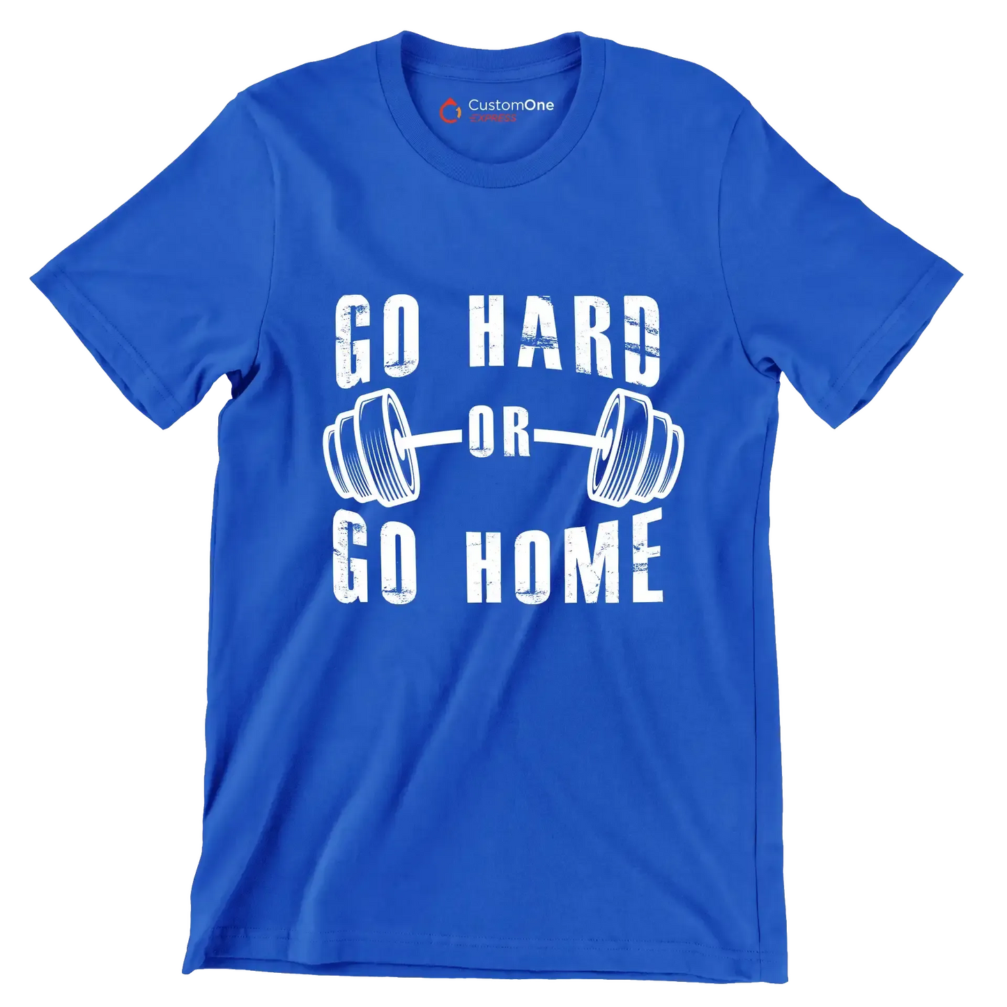 Go Hard Or Go Home - Gym Themed T-Shirt-Blue-S-Custom One Express