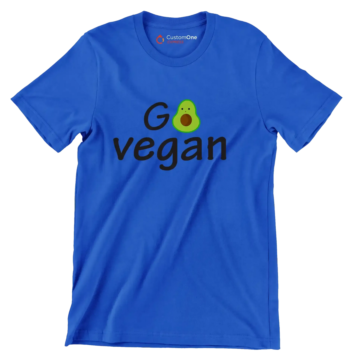 Go Vegan - Vegan Themed T-Shirt-Blue-S-Custom One Express