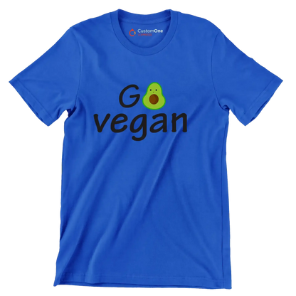 Go Vegan - Vegan Themed T-Shirt-Blue-S-Custom One Express