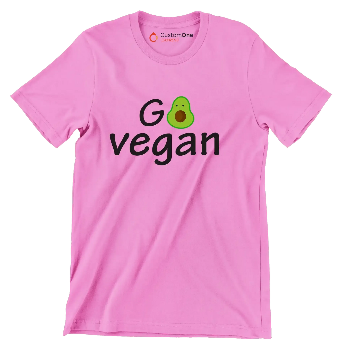 Go Vegan - Vegan Themed T-Shirt-Pink-S-Custom One Express