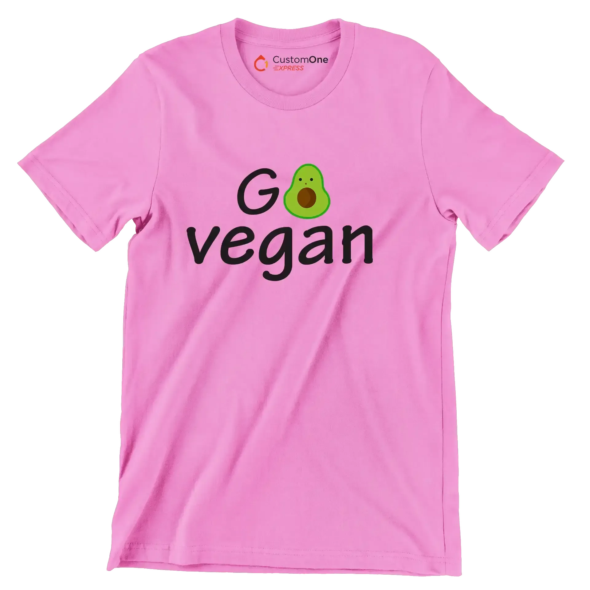 Go Vegan - Vegan Themed T-Shirt-Pink-S-Custom One Express