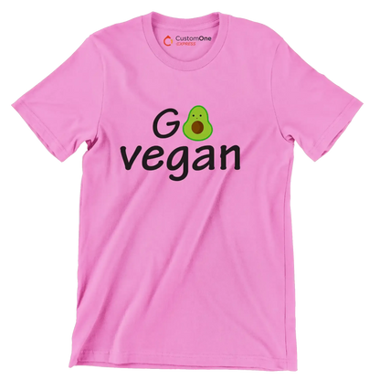 Go Vegan - Vegan Themed T-Shirt-Pink-S-Custom One Express