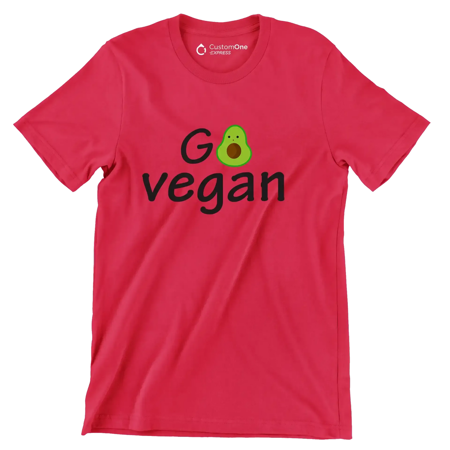 Go Vegan - Vegan Themed T-Shirt-Red-S-Custom One Express