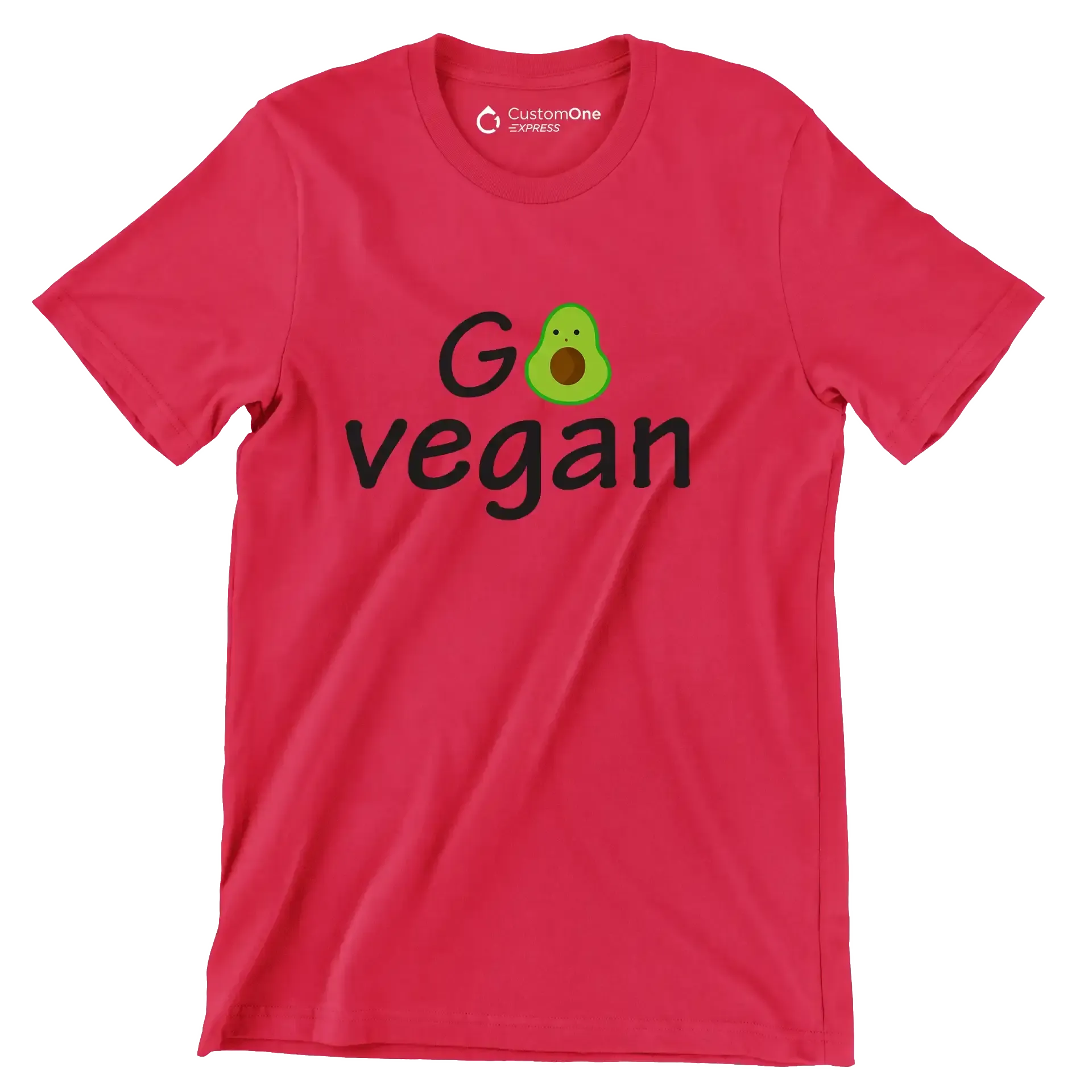 Go Vegan - Vegan Themed T-Shirt-Red-S-Custom One Express