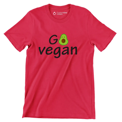 Go Vegan - Vegan Themed T-Shirt-Red-S-Custom One Express