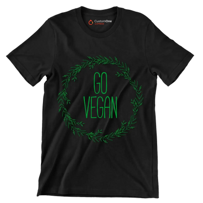 Go vegan - Vegan Themed T-Shirt-Black-S-Custom One Express
