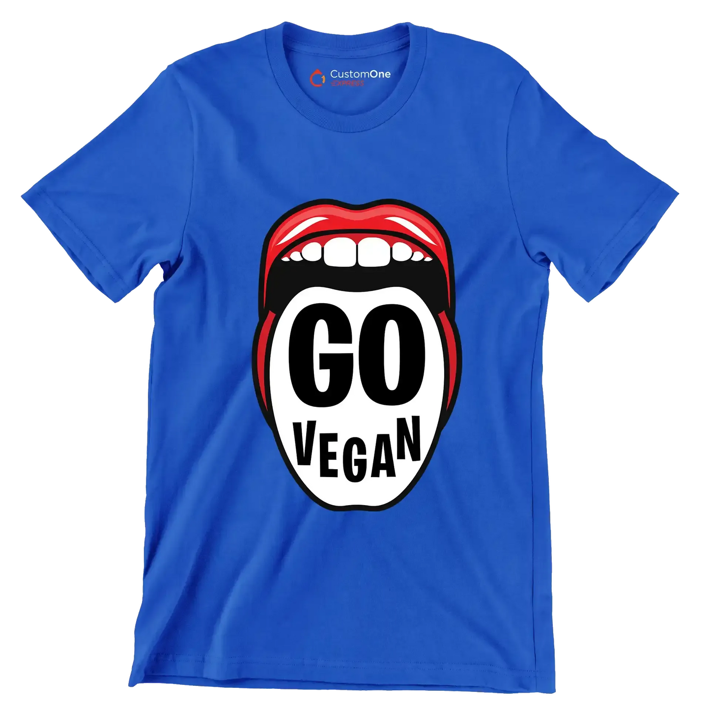 Go vegan - Vegan Themed T-Shirt-Blue-S-Custom One Express