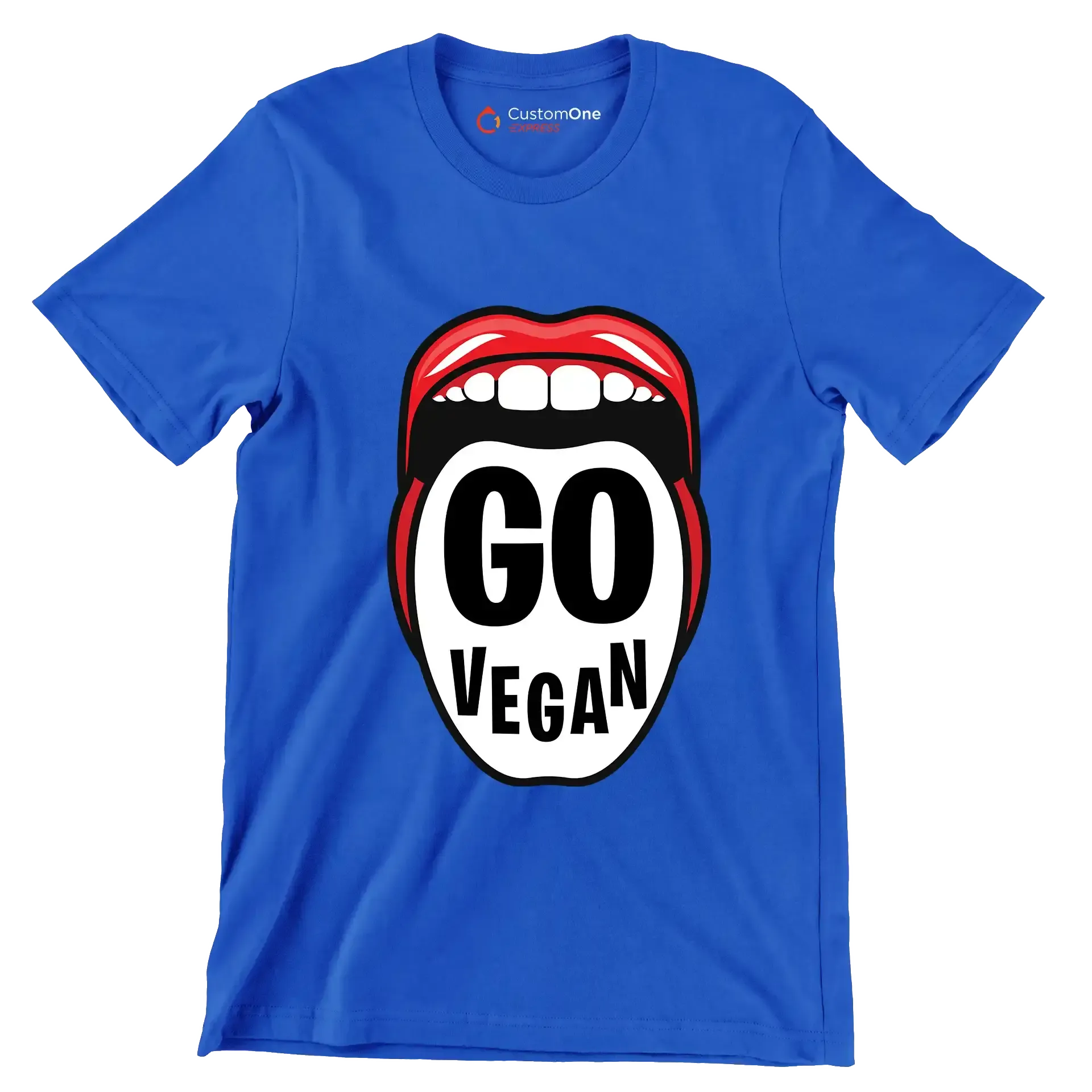 Go vegan - Vegan Themed T-Shirt-Blue-S-Custom One Express