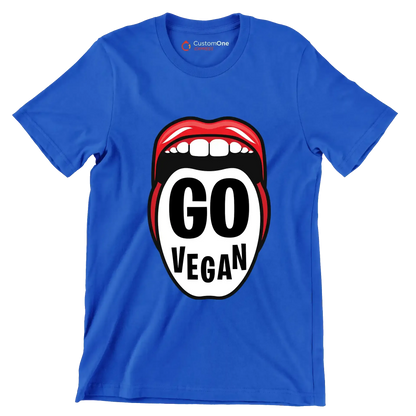 Go vegan - Vegan Themed T-Shirt-Blue-S-Custom One Express