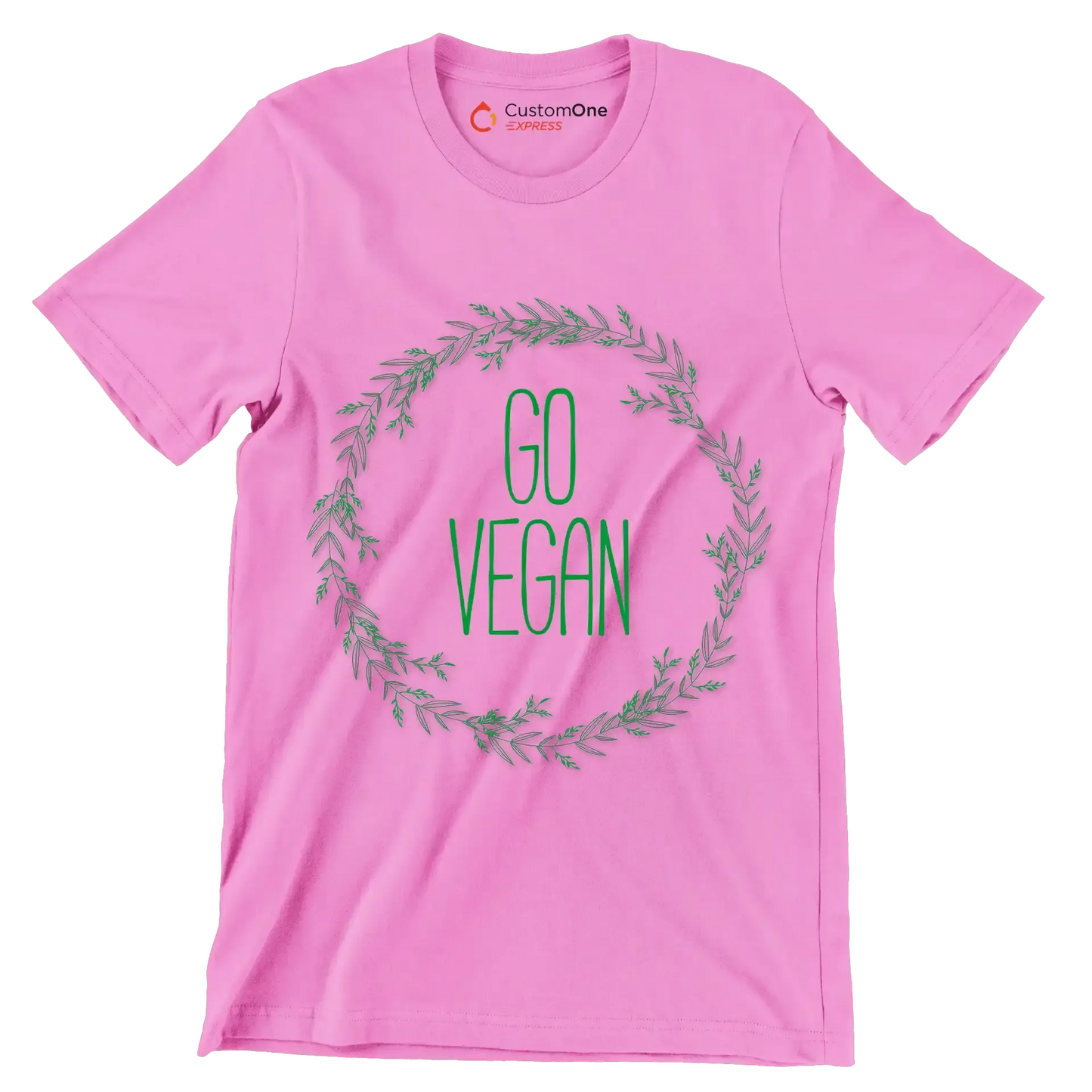 Go vegan - Vegan Themed T-Shirt-Pink-S-Custom One Express