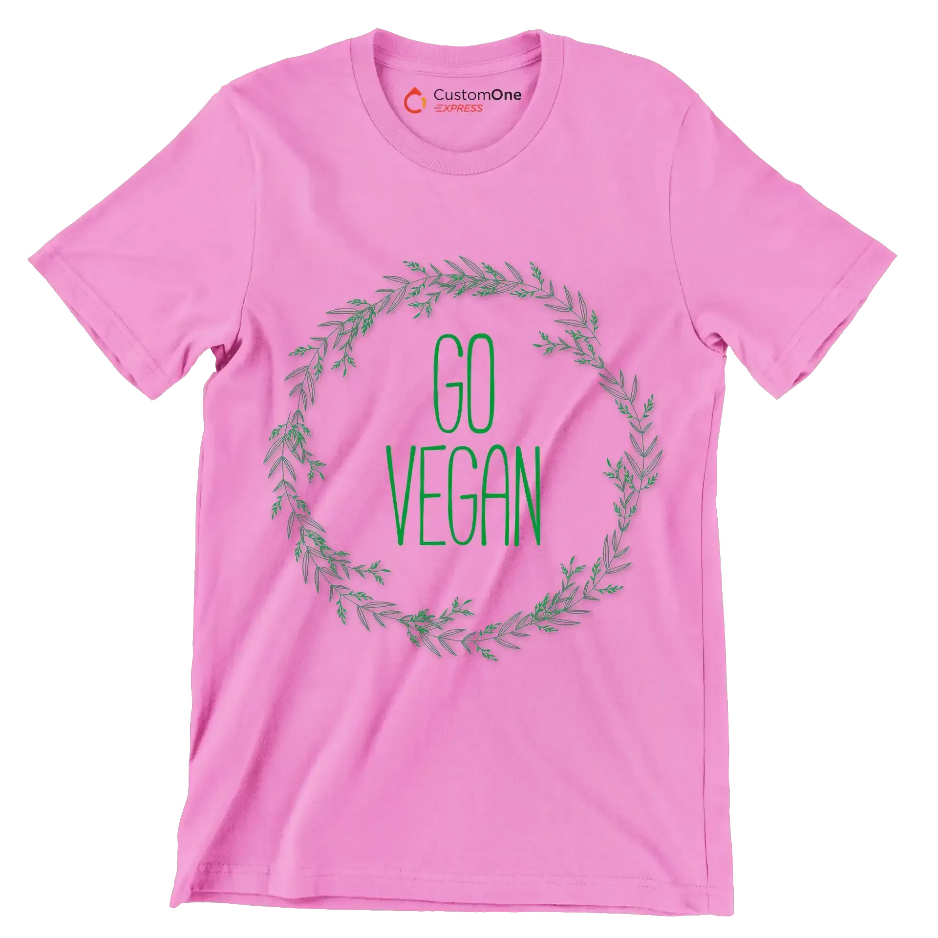 Go vegan - Vegan Themed T-Shirt-Pink-S-Custom One Express