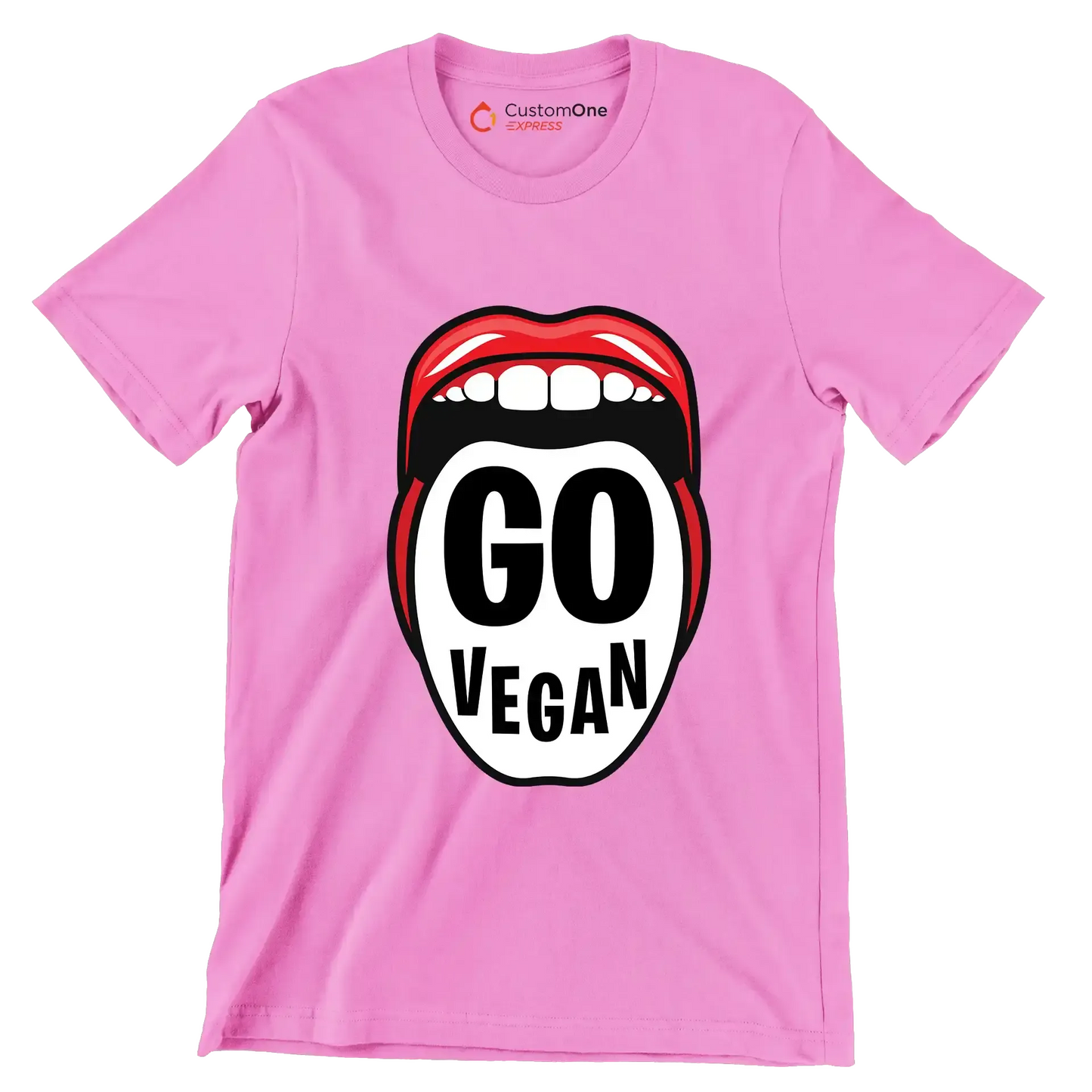 Go vegan - Vegan Themed T-Shirt-Pink-S-Custom One Express