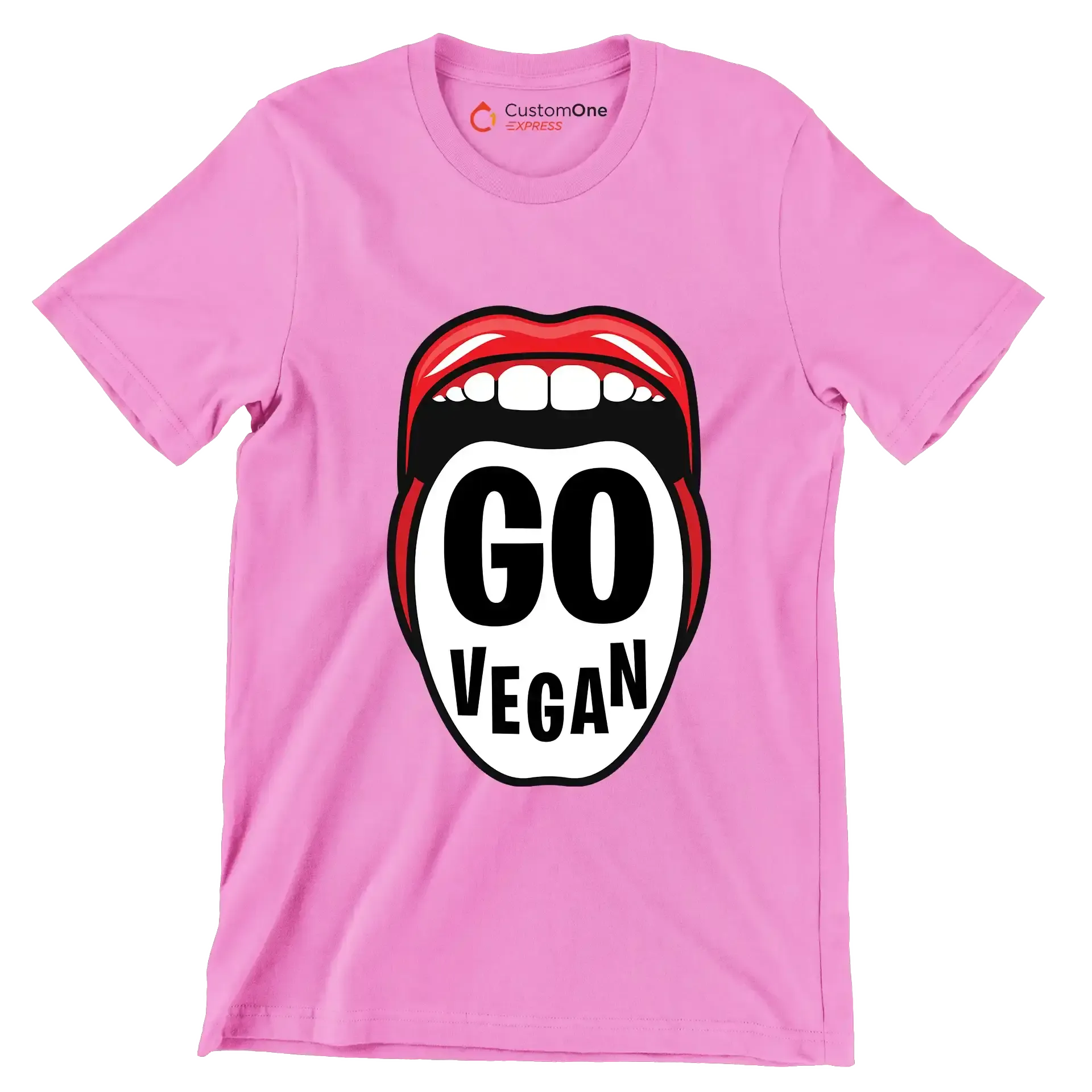 Go vegan - Vegan Themed T-Shirt-Pink-S-Custom One Express