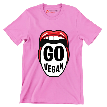 Go vegan - Vegan Themed T-Shirt-Pink-S-Custom One Express