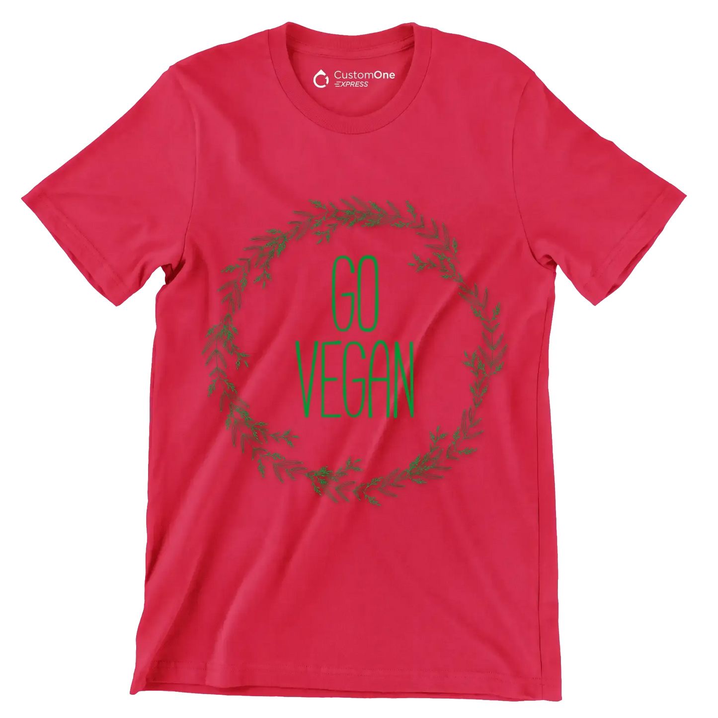 Go vegan - Vegan Themed T-Shirt-Red-S-Custom One Express