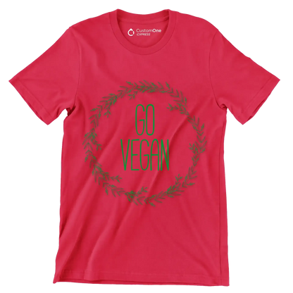 Go vegan - Vegan Themed T-Shirt-Red-S-Custom One Express