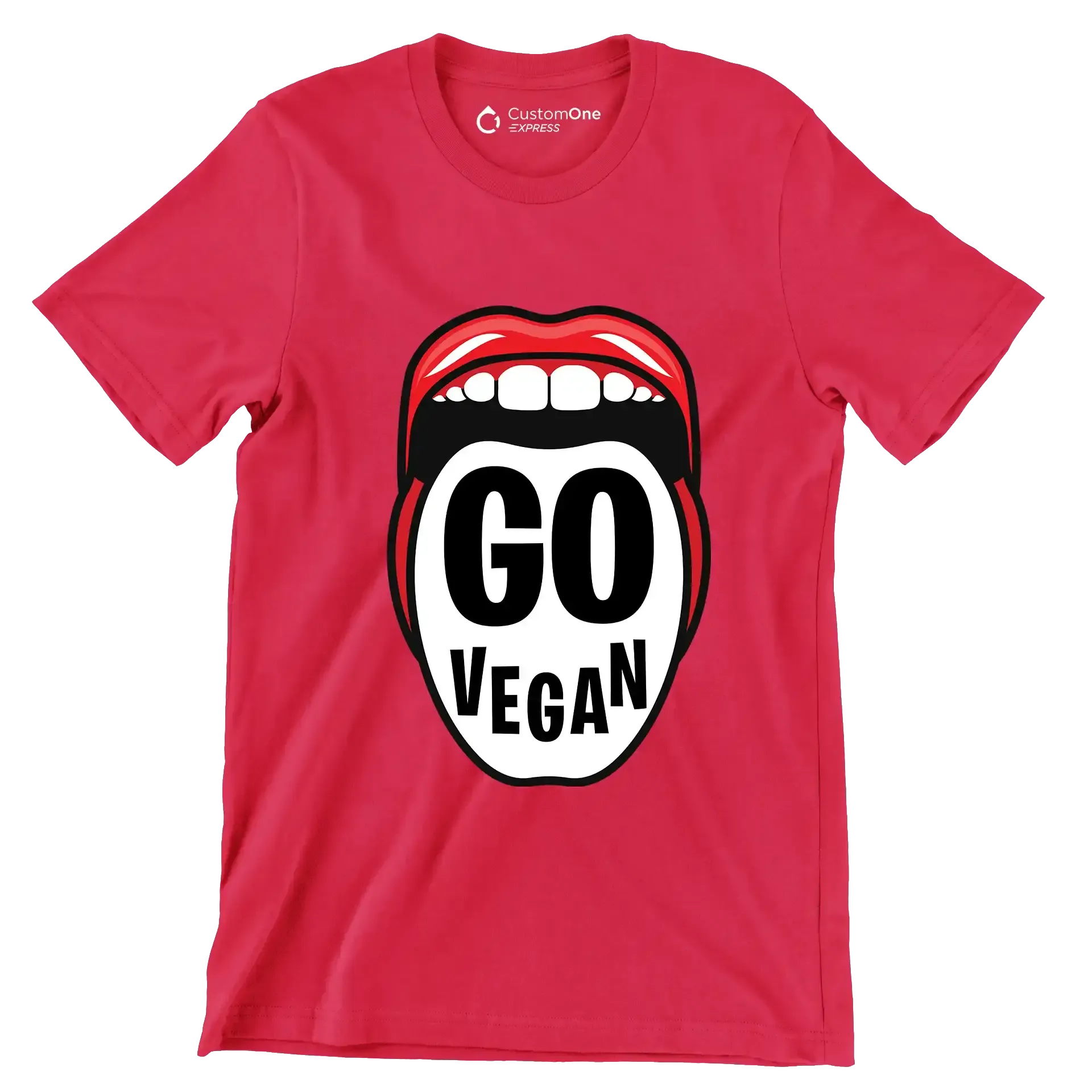 Go vegan - Vegan Themed T-Shirt-Red-S-Custom One Express