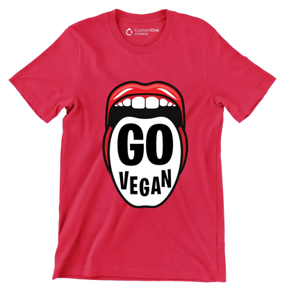 Go vegan - Vegan Themed T-Shirt-Red-S-Custom One Express