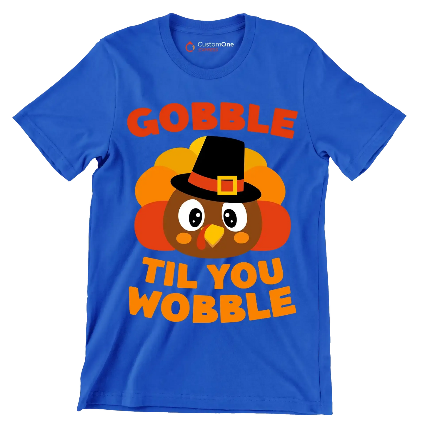 Gobble til you wobble - Thanksgiving Themed T-Shirt-Blue-S-Custom One Express