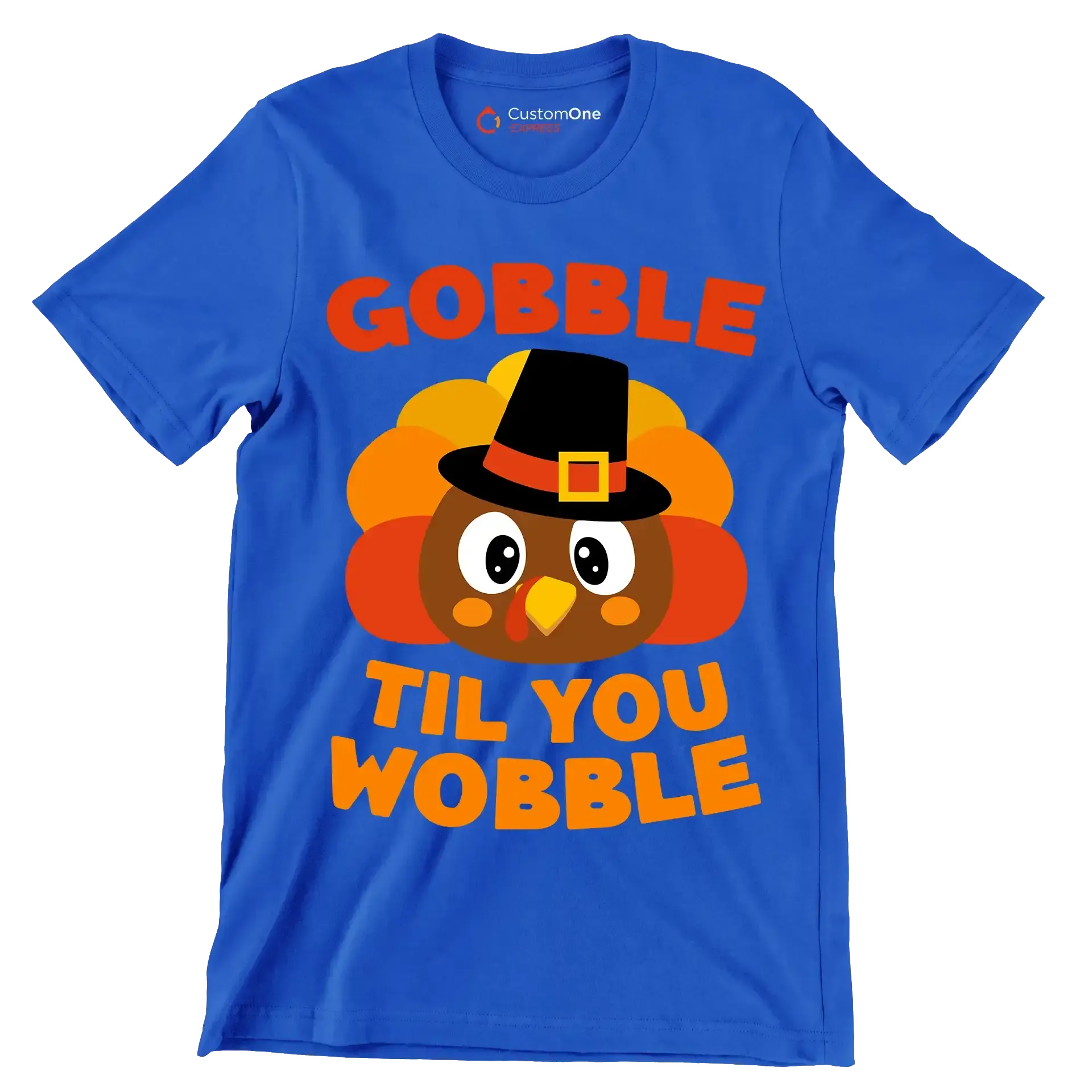 Gobble til you wobble - Thanksgiving Themed T-Shirt-Blue-S-Custom One Express