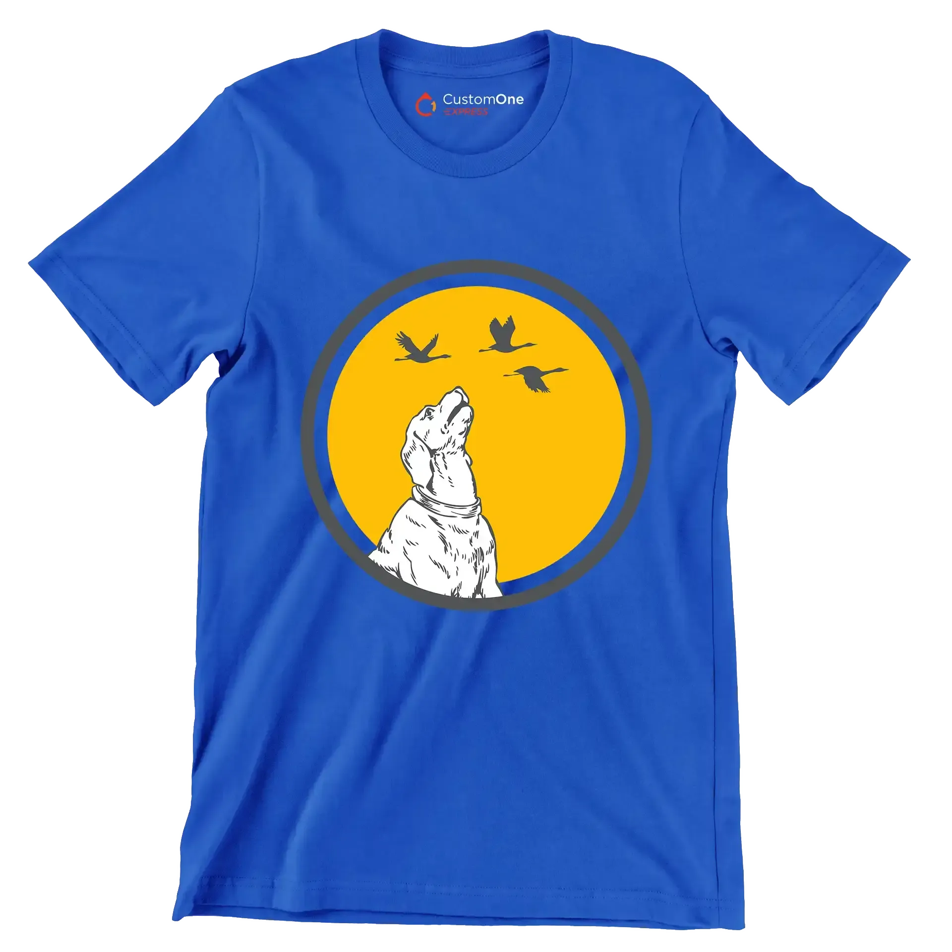 Golden Horizon Guardian - Dog Themed T-Shirt-Blue-S-Custom One Express