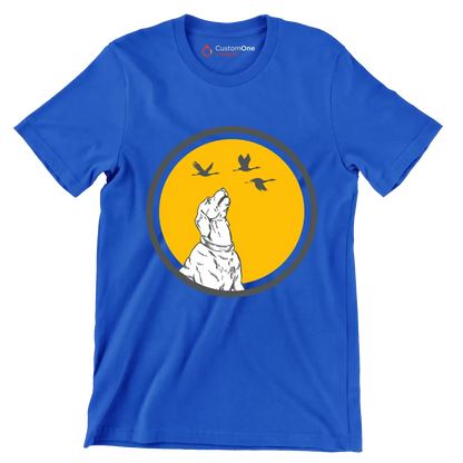 Golden Horizon Guardian - Dog Themed T-Shirt-Blue-S-Custom One Express