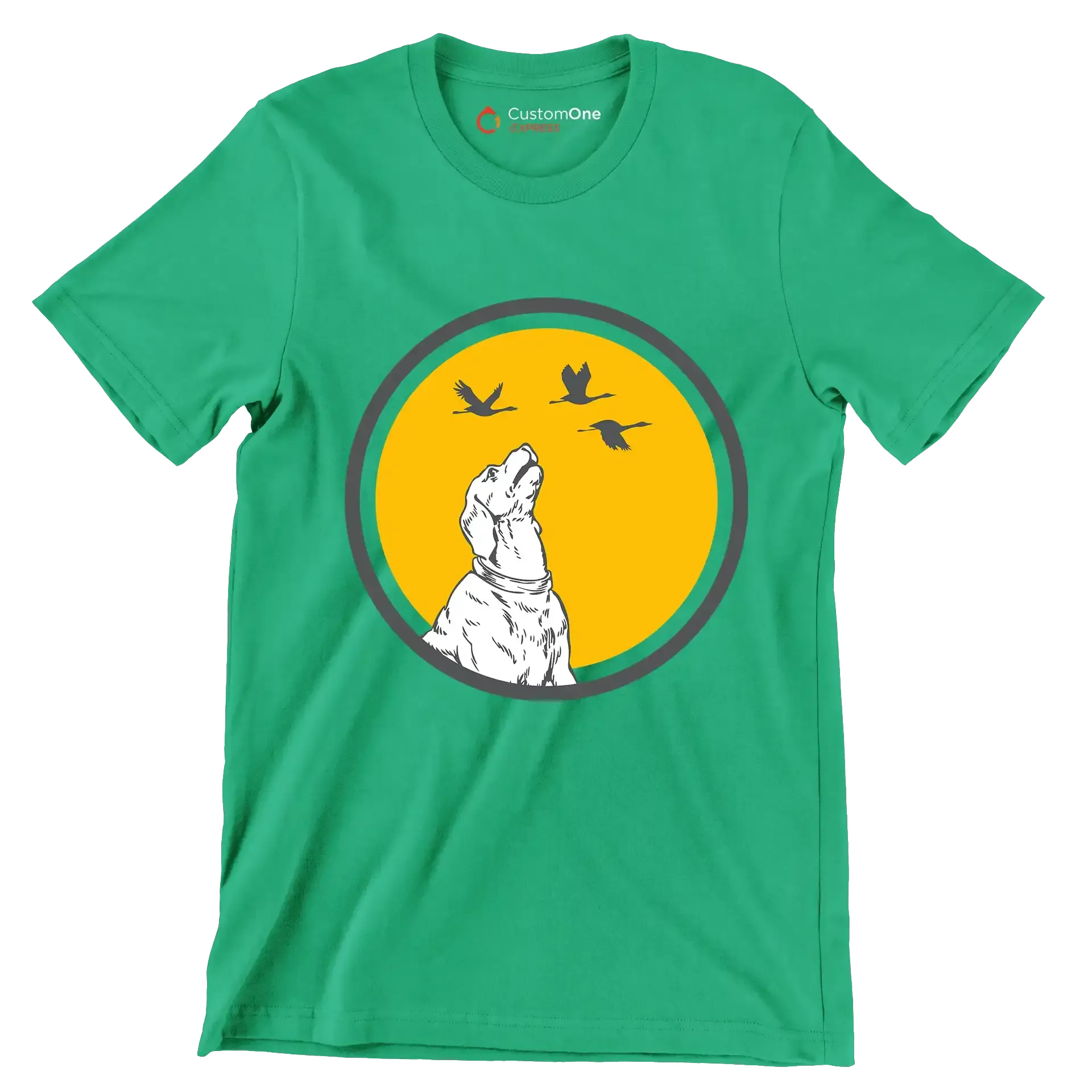Golden Horizon Guardian - Dog Themed T-Shirt-Green-S-Custom One Express