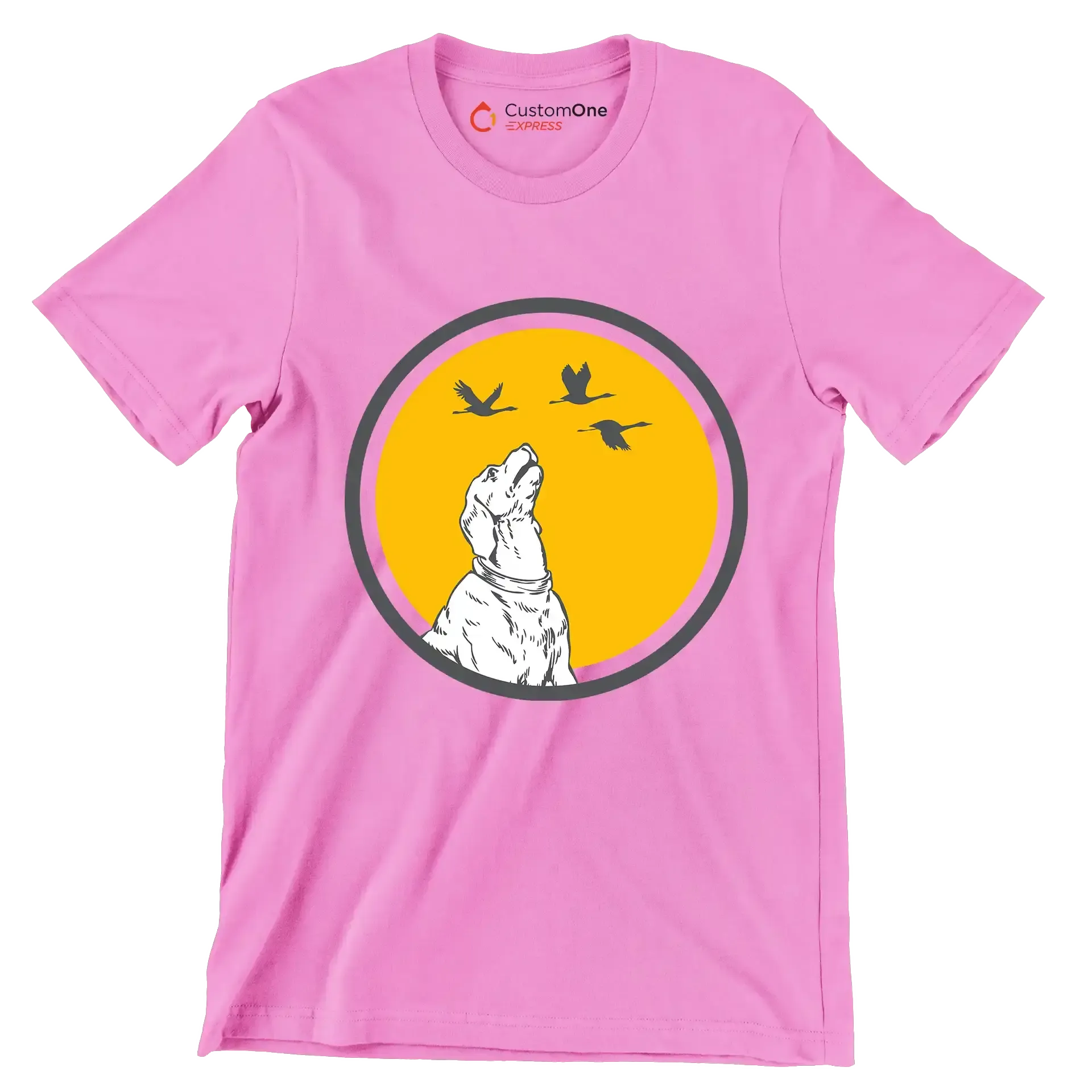 Golden Horizon Guardian - Dog Themed T-Shirt-Pink-S-Custom One Express