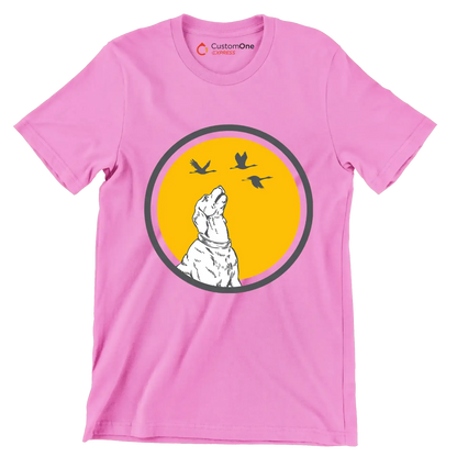 Golden Horizon Guardian - Dog Themed T-Shirt-Pink-S-Custom One Express