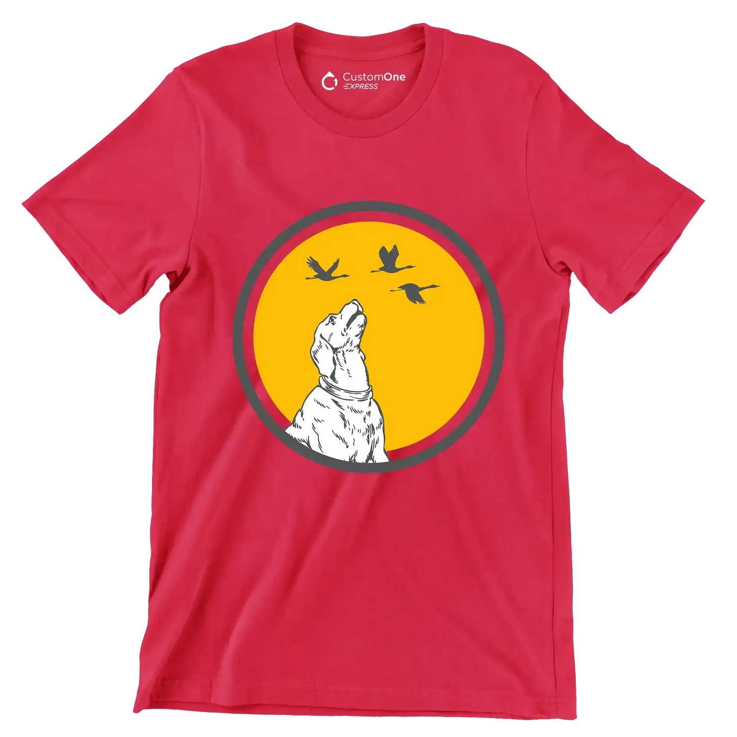 Golden Horizon Guardian - Dog Themed T-Shirt-Red-S-Custom One Express