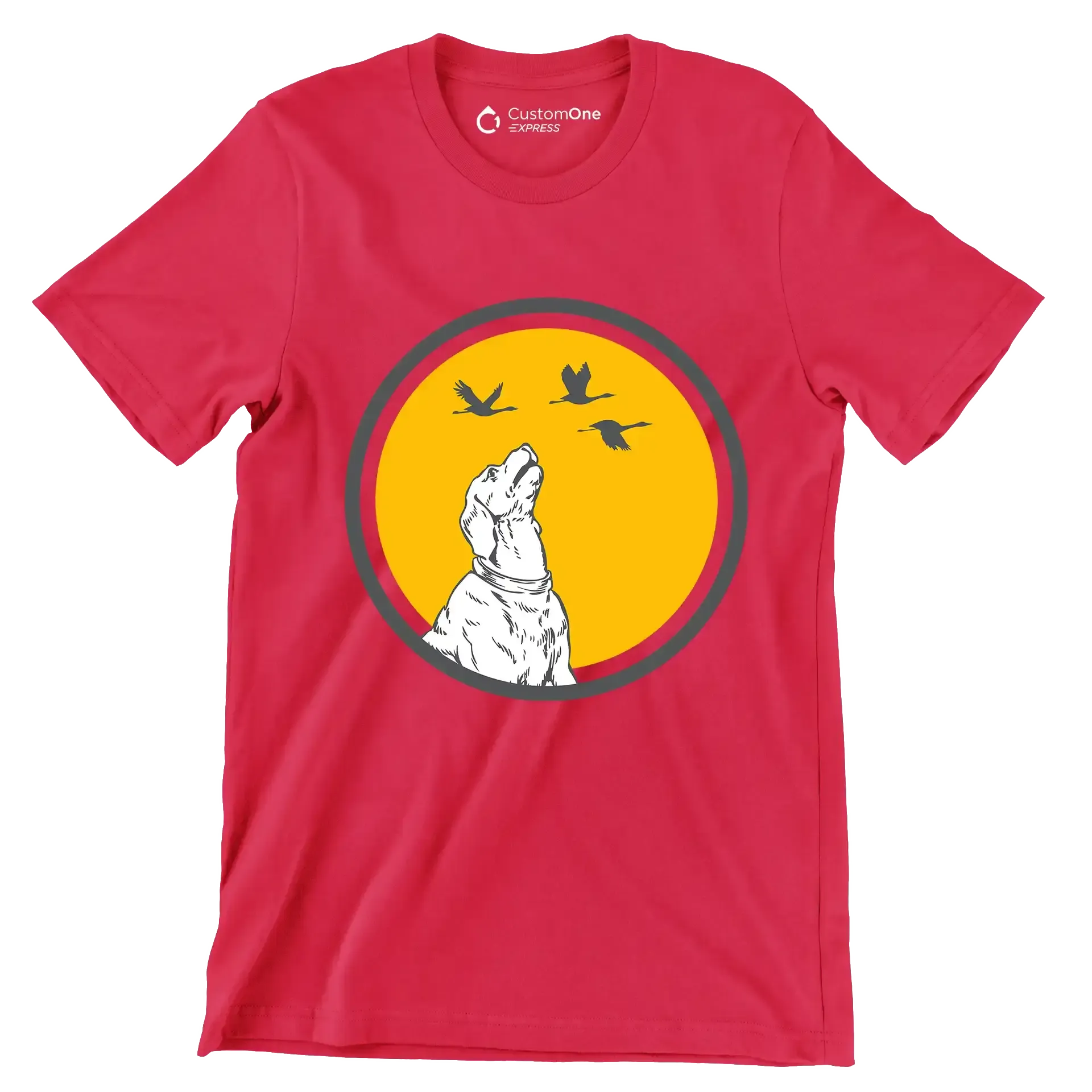 Golden Horizon Guardian - Dog Themed T-Shirt-Red-S-Custom One Express