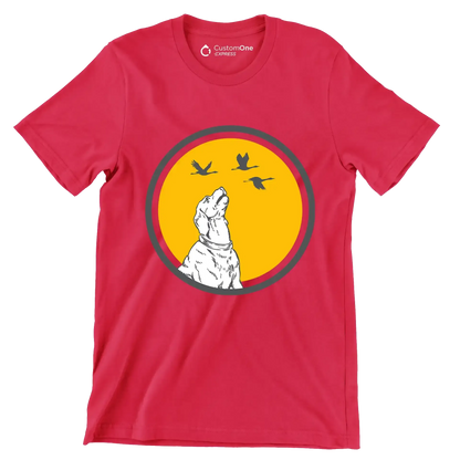 Golden Horizon Guardian - Dog Themed T-Shirt-Red-S-Custom One Express