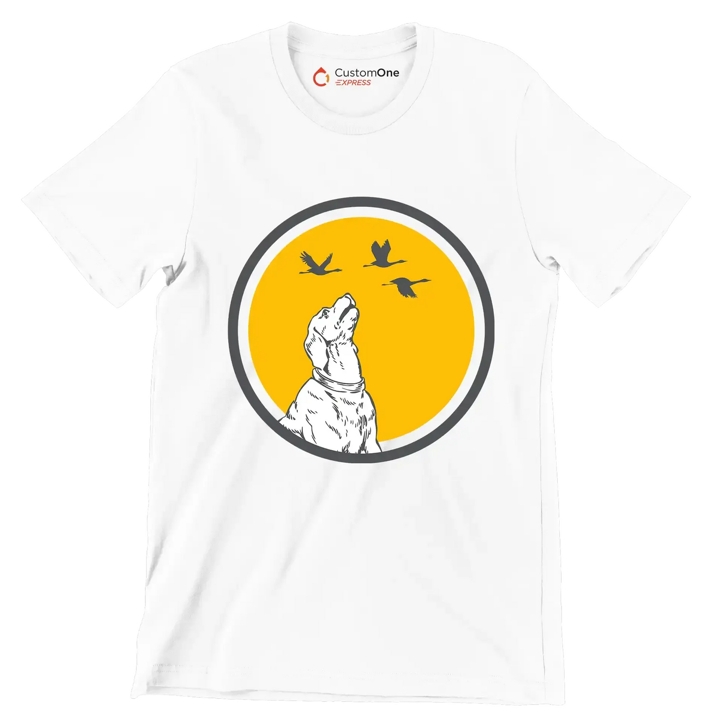 Golden Horizon Guardian - Dog Themed T-Shirt-White-S-Custom One Express