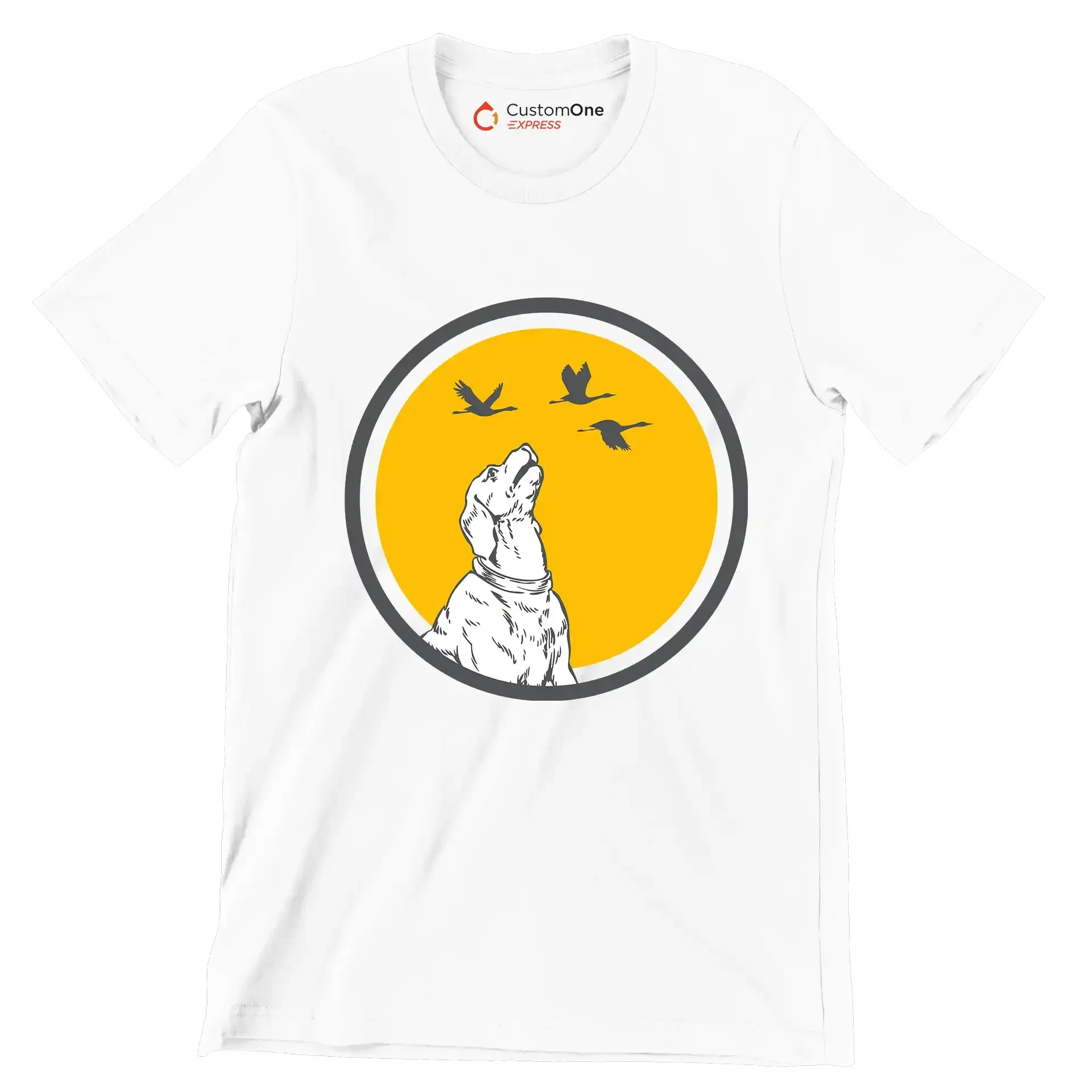 Golden Horizon Guardian - Dog Themed T-Shirt-White-S-Custom One Express