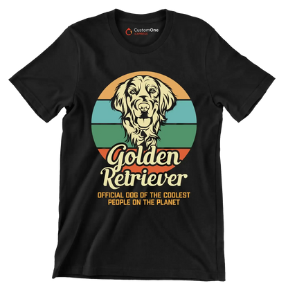 Golden retriever official dog of the coolest people on the planet - Dog Themed T-Shirt-Black-S-Custom One Express