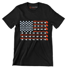 Golf Clubs and Balls American Flag - Golf Themed T-Shirt-Black-S-Custom One Express