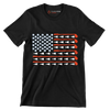 Golf Clubs and Balls American Flag - Golf Themed T-Shirt-Black-S-Custom One Express