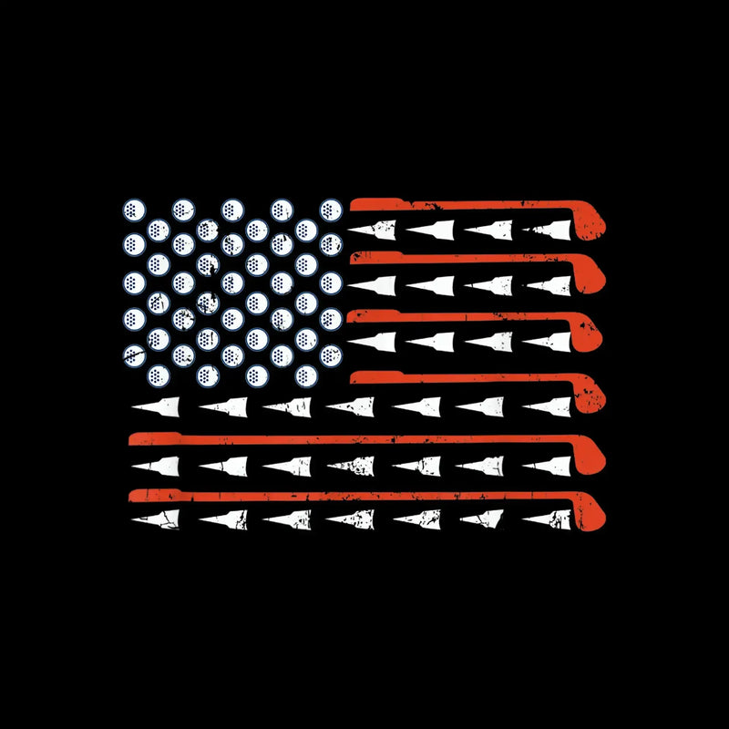 Golf Clubs and Balls American Flag - Golf Themed T-Shirt