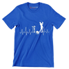 Golf Heartbeat with Golfer - Golf Themed T-Shirt-Blue-S-Custom One Express