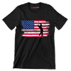 Golfer Swing Over American Flag - Golf Themed T-Shirt-Black-S-Custom One Express