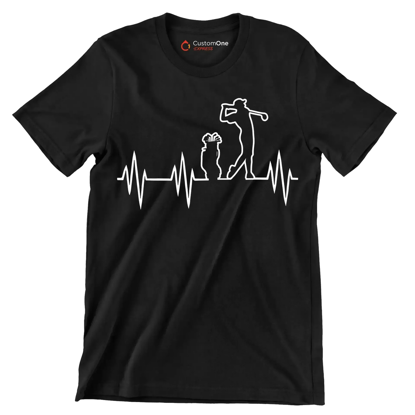 Golfer's Pulse Silhouette - Golf Themed T-Shirt-Black-S-Custom One Express
