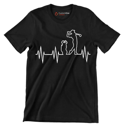 Golfer's Pulse Silhouette - Golf Themed T-Shirt-Black-S-Custom One Express
