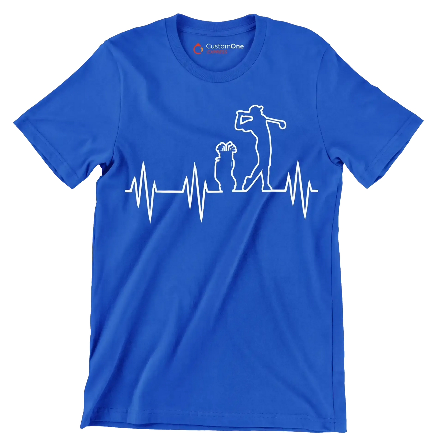 Golfer's Pulse Silhouette - Golf Themed T-Shirt-Blue-S-Custom One Express