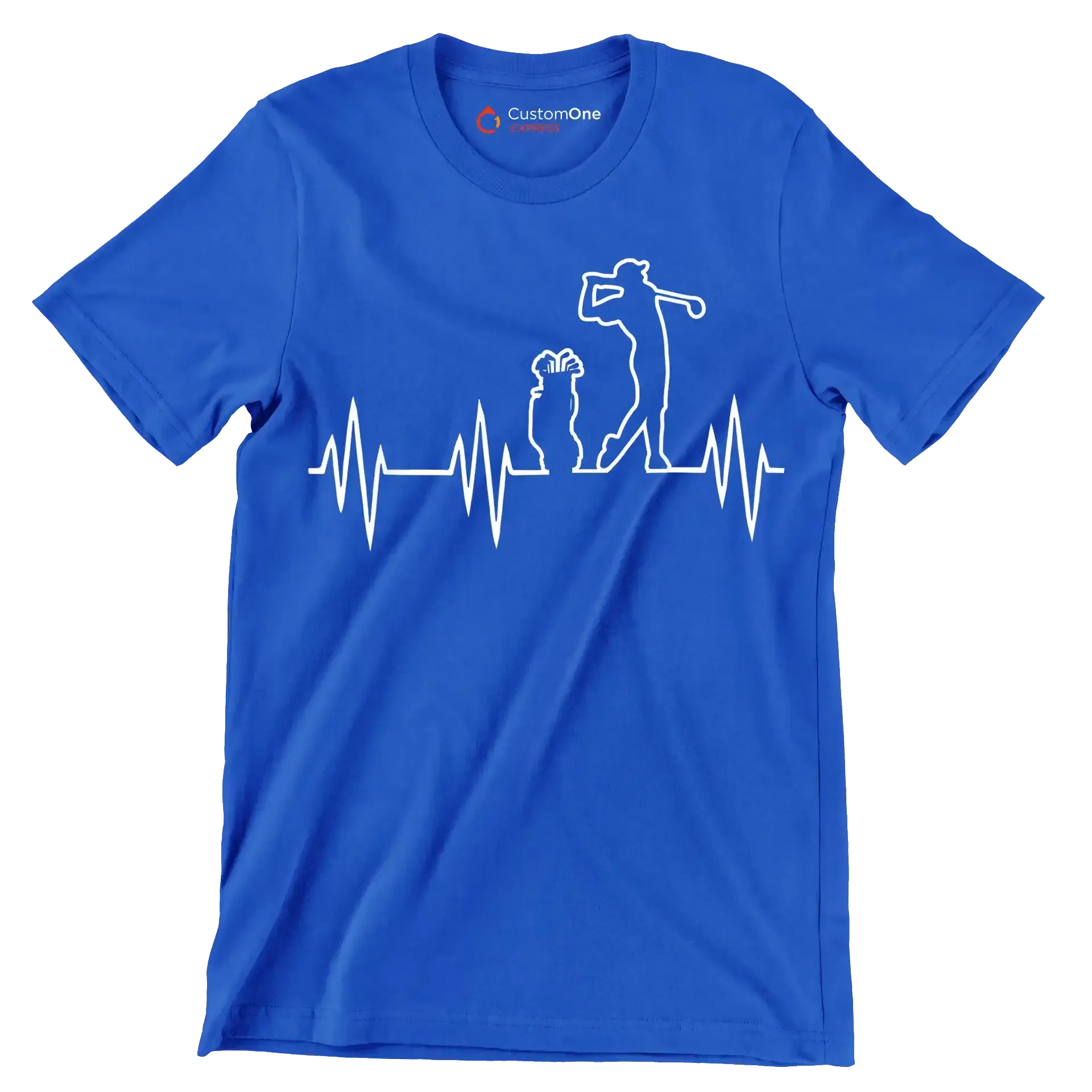 Golfer's Pulse Silhouette - Golf Themed T-Shirt-Blue-S-Custom One Express