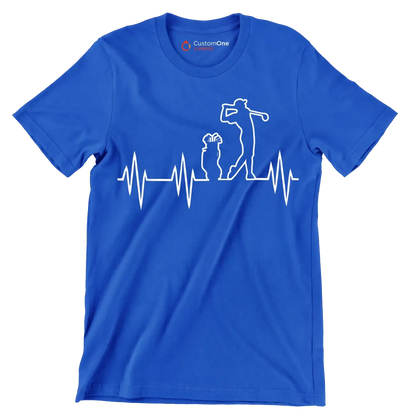 Golfer's Pulse Silhouette - Golf Themed T-Shirt-Blue-S-Custom One Express